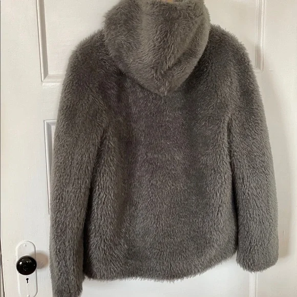 HELMUT LANG Leather Trimmed Faux Shearling Hooded Jacket - Women’s Medium - New